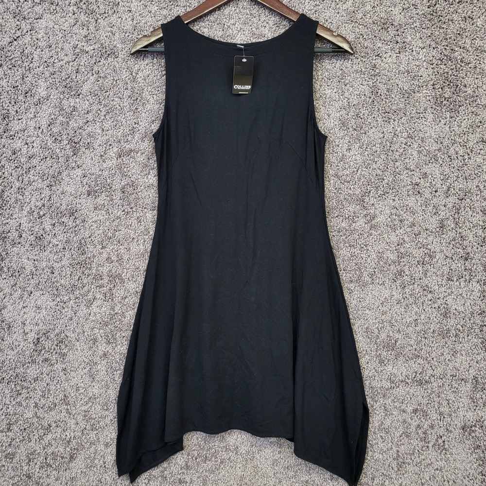Lilla P Sheath Dress Women S Black Excellent Sleeveless Jewel Neck Sharkbite Hem